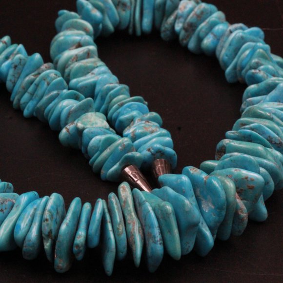 INCREDIBLE HUGE 212 GRAMS NUGGET TURQUOISE OLD NAVAJO NECKLACE - Picture 4 of 9
